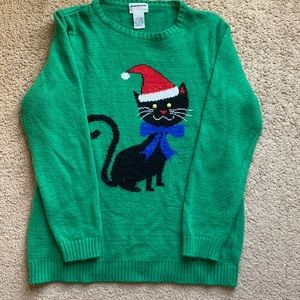 Fun Ugly Christmas Sweater With Cat Women’s size Medium